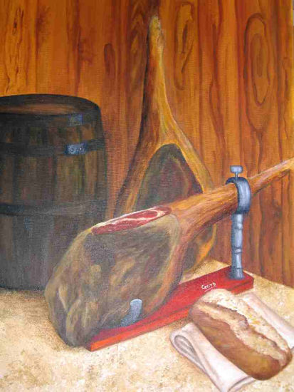 Jamón, pan y vino Acrylic Canvas