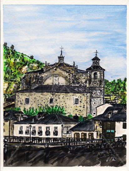 Vista de Villafranca del Bierzo Watercolour Paper Landscaping