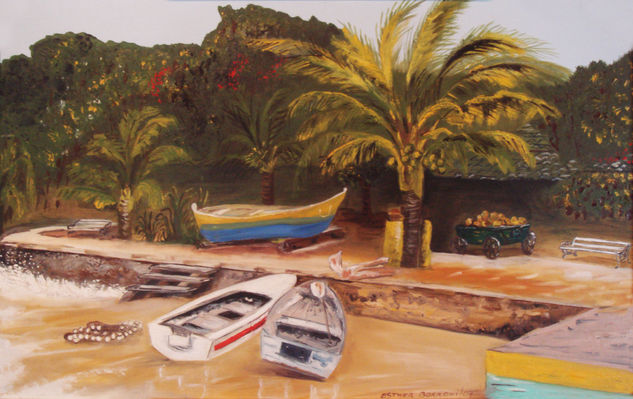 Rivera en país tropical Oil Canvas Landscaping