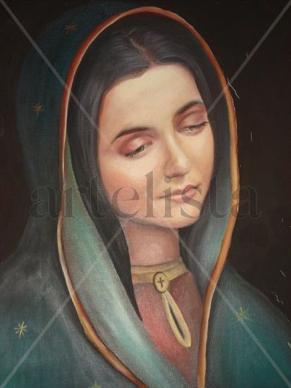 guadalupana Óleo Lienzo Figura