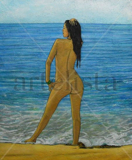 Connie después del bany. Oil Canvas Figure Painting