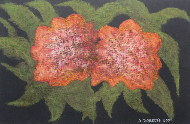 Flores en penumbra Pastel Paper Floral Painting