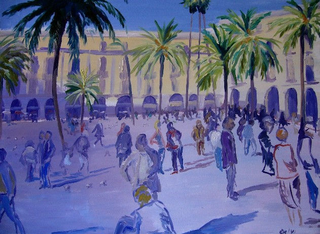 Plaça Reial Oil Canvas Landscaping