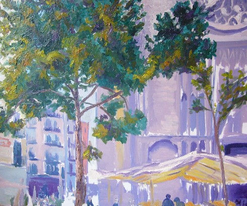 Plaça del Pi Oil Canvas Landscaping