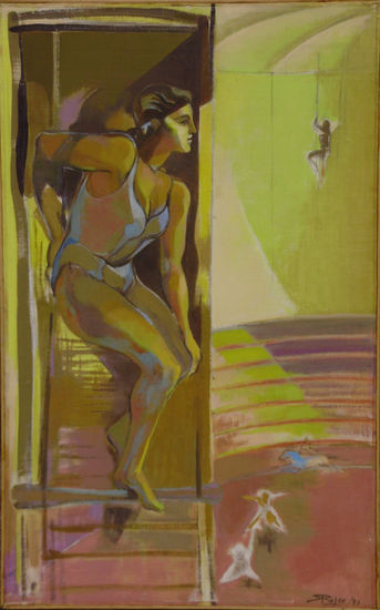 Susana Rojas. 1997 Trapecista. Óleo 50 x 80 cm 