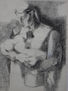 Susana Rojas. 2000 Madre con niño. carbonilla