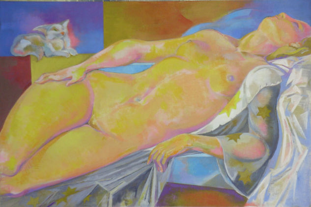 Susana Rojas. Mujer con bata negra (boceto). Óleo. 53 x 80 cm 