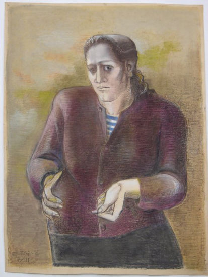 Susana ROjas. 1991 Autorretrato. pastel 