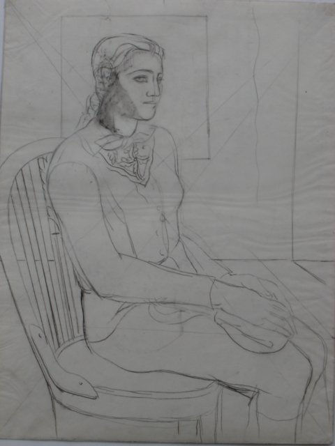 Susana Rojas. 1992 La Chilena mirandome. dibujo al grafito 60x80cm
