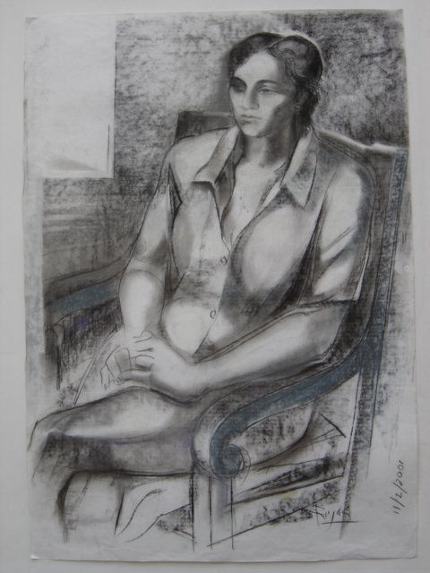 Susana Rojas. 2001 María Loy. carbonilla 65x95cm