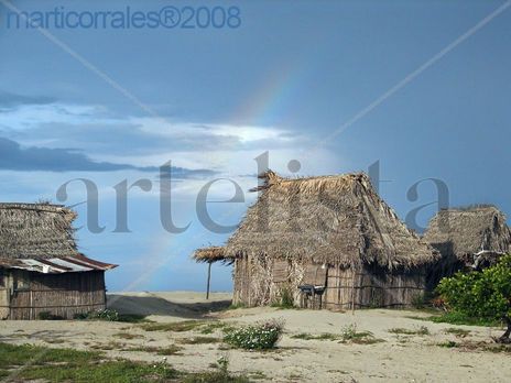 Choza y arcoiris