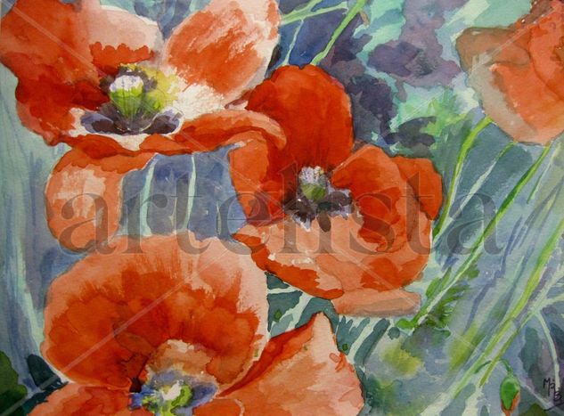 Amapolas Oil Paper Floral Painting