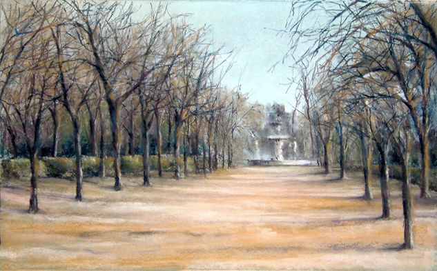 En un parque de Madrid. Pastel Papel Paisaje