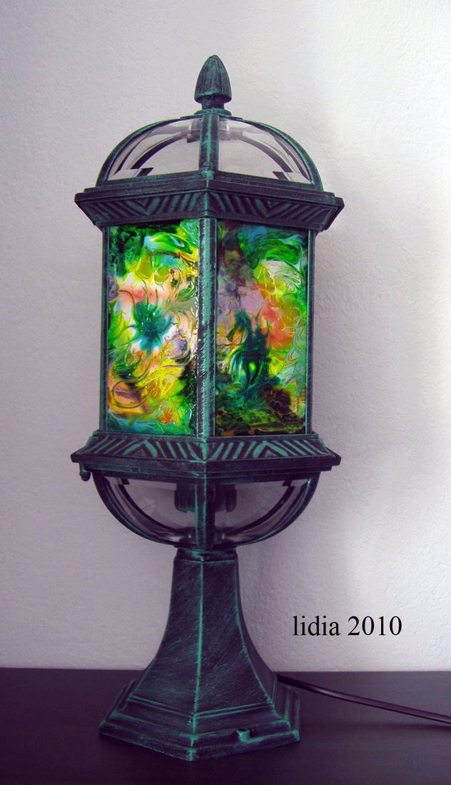 pintura sobre cristal-la farola magica