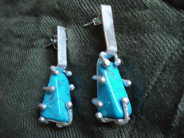 Pendientes plata y piedra azuj 