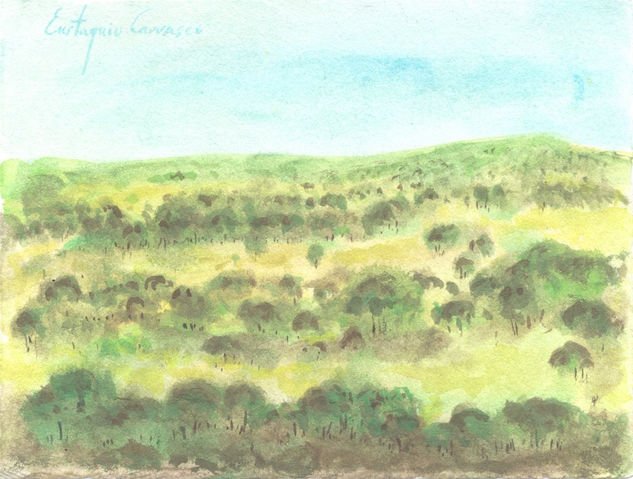 Árboles en el monte de Luges Watercolour Paper Landscaping