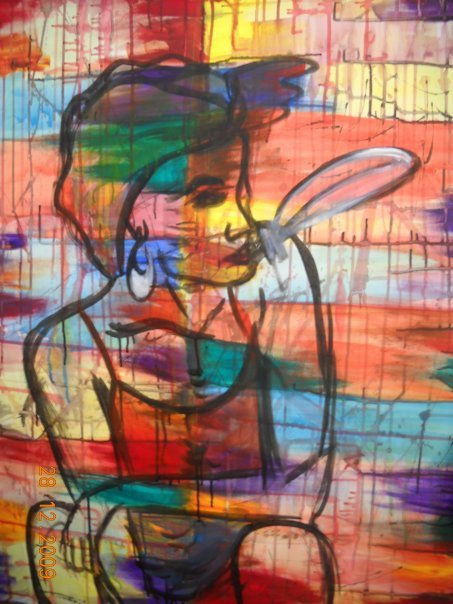 mujer con pluma