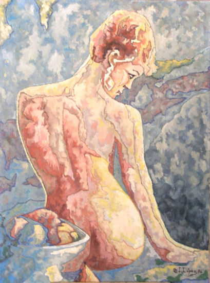 Mujer y fruta II Óleo Lienzo Desnudos