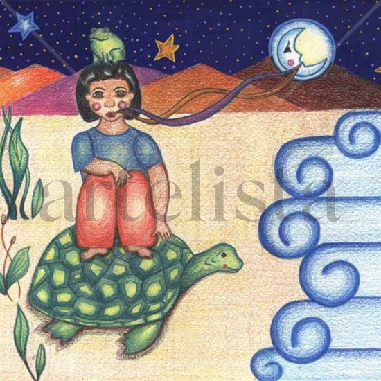 sabe a luna y mar Pencil (coloured) Paper Landscaping