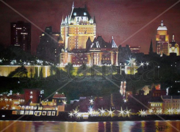 LA VILLE DE QUEBEC EN LA NOCHE Oil Canvas Landscaping