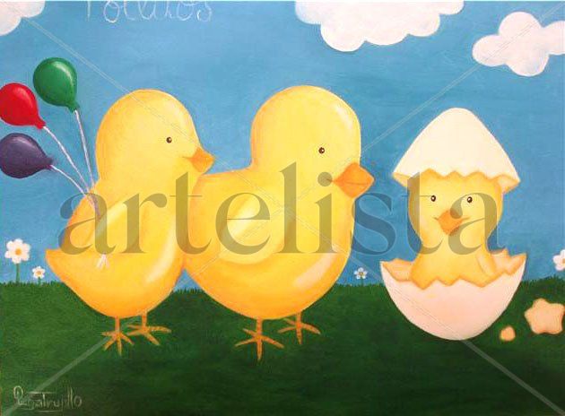 POLLITOS Oil Canvas Animals