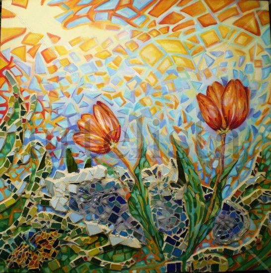 NATURALEZA FRAGMENTADA Oil Panel Floral Painting