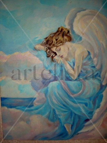 SOÑANDO EN LAS NUBES Oil Canvas Figure Painting