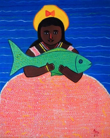 Mujer con pescado