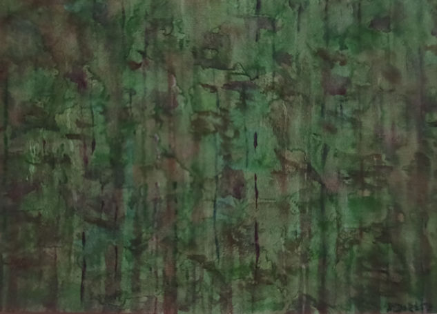 Bosque entre la niebla Acuarela Papel Paisaje