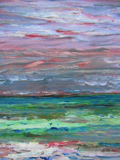 Horizonte en rosa y jade Óleo Lienzo Marina