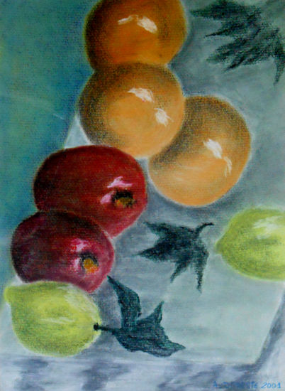 Bodegón de frutas Pastel Paper Still Life Paintings