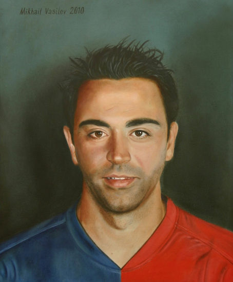 Xavi Hernandez Oil Canvas Portrait