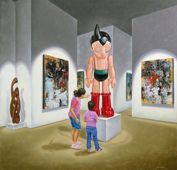 ASTROBOY, "El observador observado" Oil Canvas Figure Painting