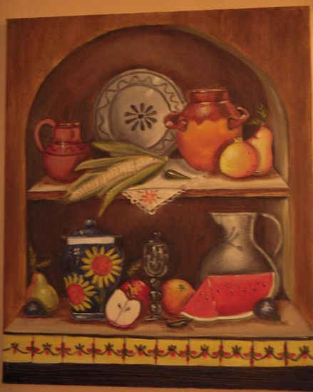 bodegon mexicano Oil Canvas Still Life Paintings