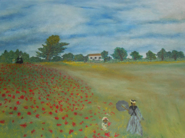 Amapolas en Argenteuil Pastel Papel Paisaje