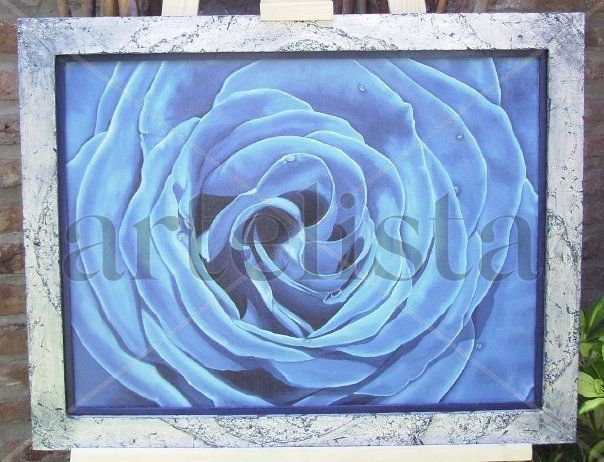 Azul Profundo Oil Canvas Floral Painting