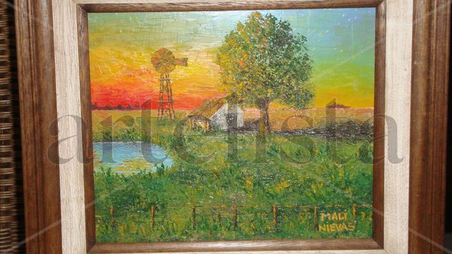 Paisaje de campo. Horas del dìa. Oil Canvas Landscaping