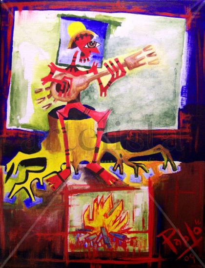 Guitarrero Acrylic Canvas Figure Painting