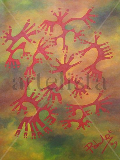 simbolos en rojo Oil Canvas Others