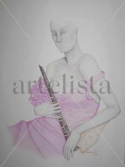 Clarinete Ink Paper Figure Painting