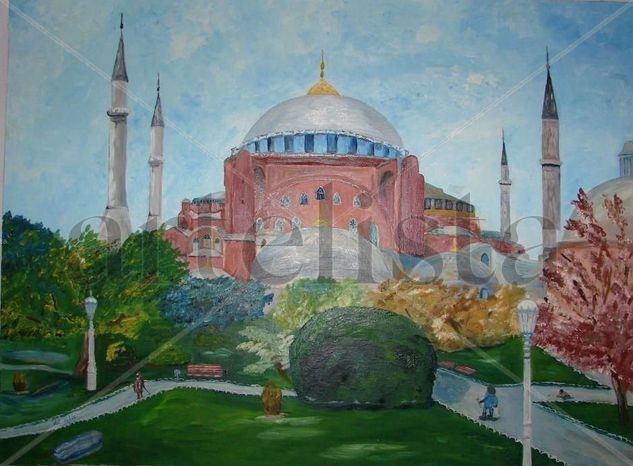 Mezquita Reina sofia...Estambul Oil Canvas Landscaping