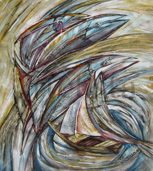 Danza de peces. Others Canvas Marine Painting