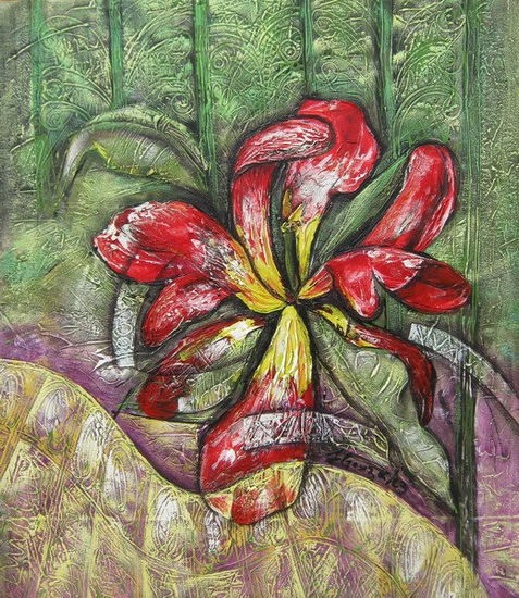 Energía natural 2. Acrylic Canvas Floral Painting