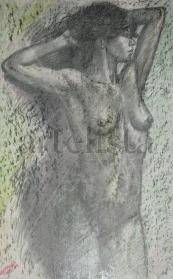 Paola de frente Mixed media Card Nude Paintings