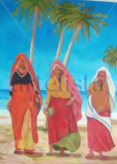 Tres mujeres indias Acrílico Lienzo Paisaje