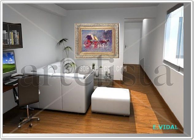 E.VIDAL  PINTOR DOMINICANO COSTUMBRISTA CONTEMPORANEO DE SANTIAGO DE LOS CABALLEROS REP. DOM.