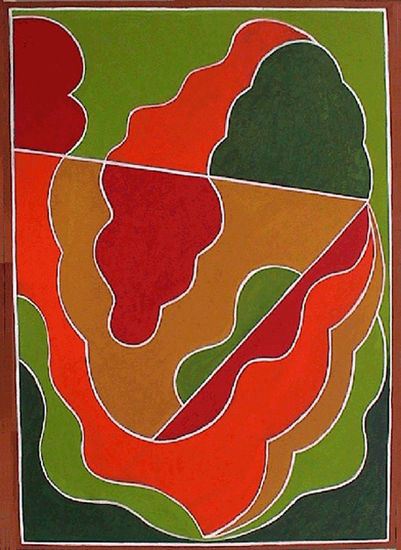 ABSTRACTO SOBRE VERDES Y ROJOS Acrílico Lienzo Otros