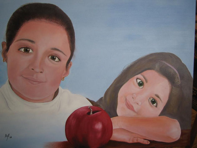 MIS SOBRINAS Oil Canvas Portrait