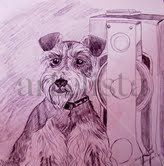 perro oyendo música Pencil