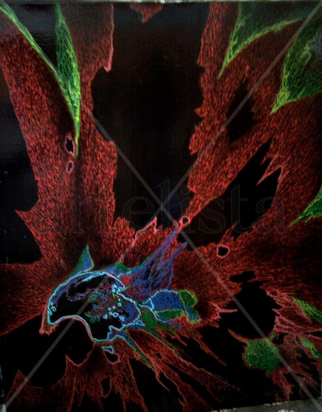 abstracion en fondo negro floral